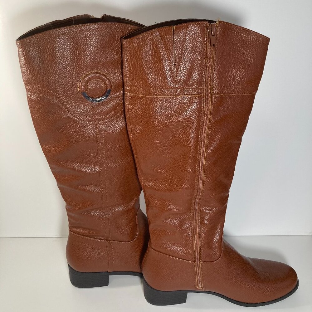 Nautica Brown Faux Leather Galloway Knee-High Boots/Size 9/ Full Zip